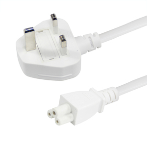 UK BS1363 3 Pin Fused <b>Plug</b> to IEC C5 Power Cord 0.75mm² Grey Laptop Power Cable - Product Image 3