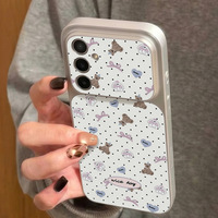 Étui de téléphone portable en cuir avec nœud mignon pour Samsung S26 A35 Coque blanche Corning Shell Coque arrière pour iPhone 11-18 Series