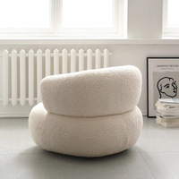 Fauteuil de loisirs moderne et élégant blanc en laine, fauteuil à dossier bas en bouclettes, canapé de loisirs en laine d'agneau Tedd Sofalamb
