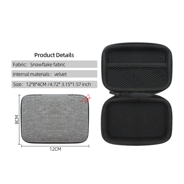 Mobile Hard Disk Storage Bag Customized Data Cable Organizer square Zipper Bag Anti-pressure EVA Card Headphone Organizer