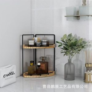 Wooden Corner Shelf Iron Wood Combination 2 Tier <b>Kitchen</b> <b>Storage</b> Rack For Countertop Organize Spices And Condiments - Product Image 5