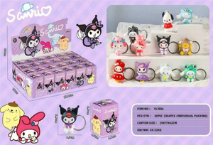 พวงกุญแจซานริโอแบบสุ่ม ตุ๊กตาซิลิโคนนิ่ม 24 ชิ้น ของสะสมสำหรับเด็ก - Product Image 3