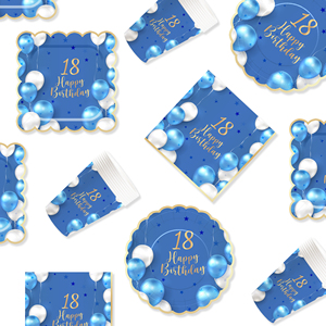 DAMAI - Artículos para Fiesta de Cumpleaños Azul Nave, 300 GSM, Platos Azul Marino, Servilletas Azules, Recuerdos para Fiesta de Cumpleaños, Sirve para 8 Personas - Product Image 1