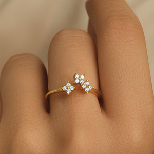 Simple Flower <b>Open</b> <b>Ring</b> New 925 Silver and Gold Plated for Wedding and Party - Product Image 3