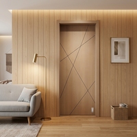 Porte intérieure double vitrée moderne à isolation phonique, finition française, en bois, pour hôpital et usage domestique, idéale pour salle de bain complète