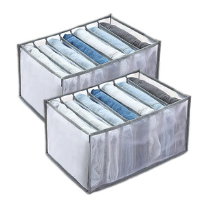 Wholesale 7 Grids Nylon Washable Foldable Drawer Jeans Compartment Storage Box For T-Shirts, Leggings