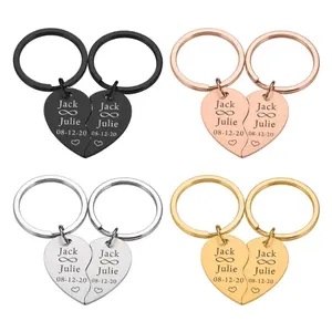 New Product Ideas Stainless Steel Couple Matching Keychain,High Polished Gorgeous Heart Keychain Gift For Lover