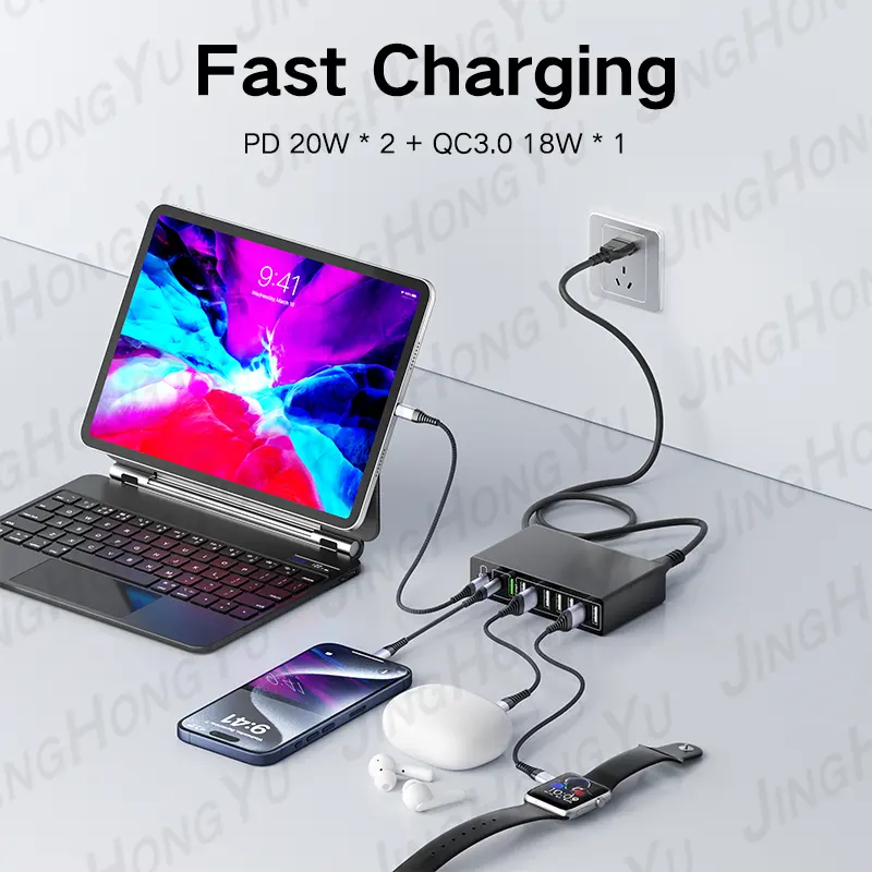 10 6 4 Port Multifunction Usb Charger Pd 65W 20W Type C Fast Charging For Iphone Samsung Laptop 60W Mobile Phone Adapter