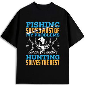 Camiseta de Pesca y Caza para Hombre, 100% Algodón, 180 g/m², Cuello Redondo, Diseño Estampado en la Parte Delantera, Corte Regular, Ropa para Actividades al Aire Libre - Product Image 1