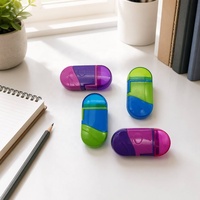 STASUN Taille-crayon manuel 2-en-1 avec gomme intégrée en forme de capsule pour enfants, étudiants, école et bureau