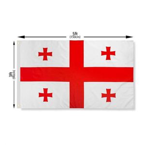 Drapeau national de la Géorgie en polyester, grande taille personnalisée 3x5 pieds (150x100 cm, 90x150 cm) avec œillets en laiton - Product Image 3