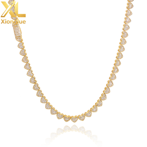 Cadena de tenis tipo racimo de 8mm con incrustaciones mixtas de circonitas y diseño de corazón baguette, bañada en plata, joyería fina - Product Image 3