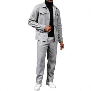 Conjunto de Chaqueta y Pantalones Holgados de Otoño-Invierno para Hombre, con Solapa, Manga Larga, para Ocio, en Tela de Poliéster Tejido - Product Image 3