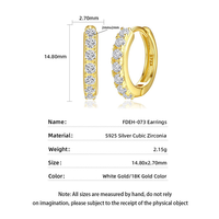 Boucles d'oreilles Dan Jewelry pour femme, créoles Huggie à 7 pierres serties en griffes, en argent sterling 925 avec zircon cubique 5A