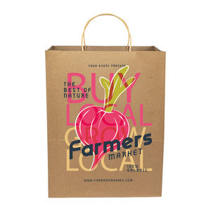 מותאם אישית לסביבה שחורה קראפט נייר סופרמרקט קניות שקית סגנון חולצת טריקו קלאסי ידית עם לוגו משלך מודפס - Product Image 5