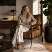 Fauteuil individuel de luxe minimaliste - Chaise d'appoint artisanale écologique pour salon, bureau ou usage de loisirs, style moderne du milieu du siècle