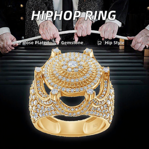 925 Sterling Silber Anpassbarer Herren Verlobungs- und Ehering Feiner Schmuck Hip-Hop-Stil Moissanit Iced Fingerring für Männer - Product Image 2