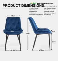 Chaise de salle à manger en velours avec pieds en métal, coutures cannelées, cadre latéral incurvé de luxe, support ergonomique pour la maison, la salle à manger, l'hôtel, le restaurant