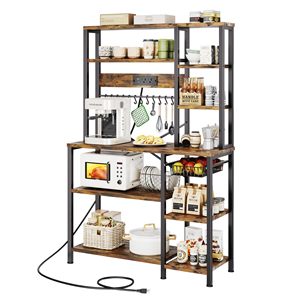 SENYU Modern Wood Kitchen Storage Rack With 5 <b>Shelves</b> Reinforced Metal Frame Durable Design For Stability - Product Image 5
