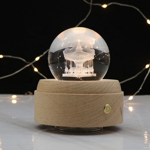 Bán Chạy Đèn <span class=keywords><strong>Led</strong></span> Ban Đêm Hoạt Động Bằng Pin Được Chứng Nhận KC Quả Cầu Pha Lê Đế Gỗ Kèm Hộp Nhạc Đèn Tâm Trạng - Product Image 3