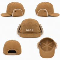Topi Snapback Musim Dingin Unisex Custom 5 Panel Berbahan Corduroy Alpaca dengan Penutup Telinga