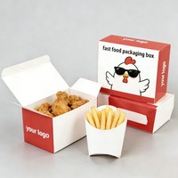 Boîte à frites résistante à l'huile avec logo personnalisé, boîte en papier pour poulet, emballage alimentaire à emporter pour restaurant de restauration rapide