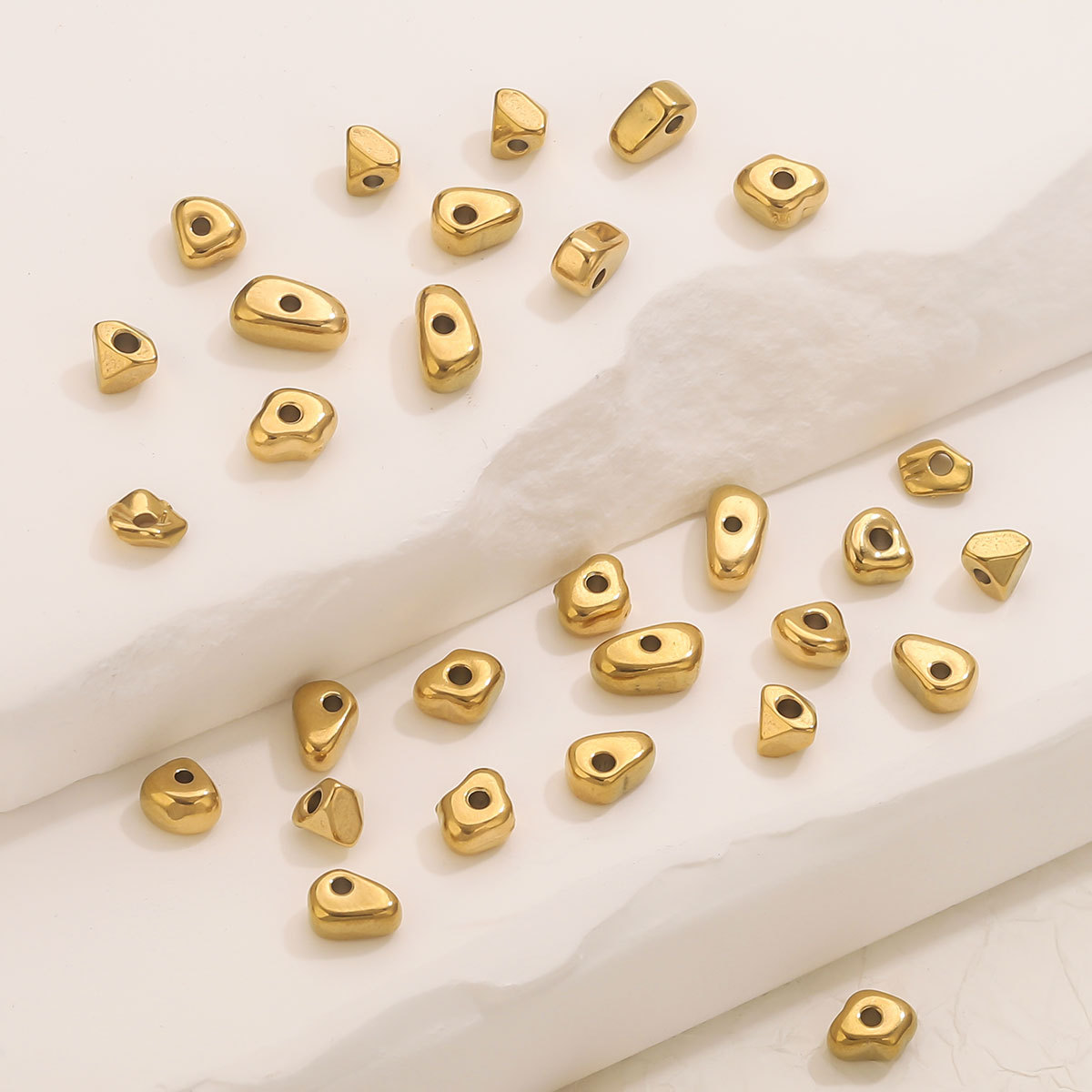 Non-tarnish Stainless Steel Mini Irregular Spacer Beads 18K Jewelry Making Components Tiny Beads DIY Bracelet Necklace Findings