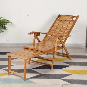 Salotto di bambù fresco pieghevole all'aperto con cuscino e cuscino per l'estate regolabile vecchio uomo sedia a letto - Product Image 5