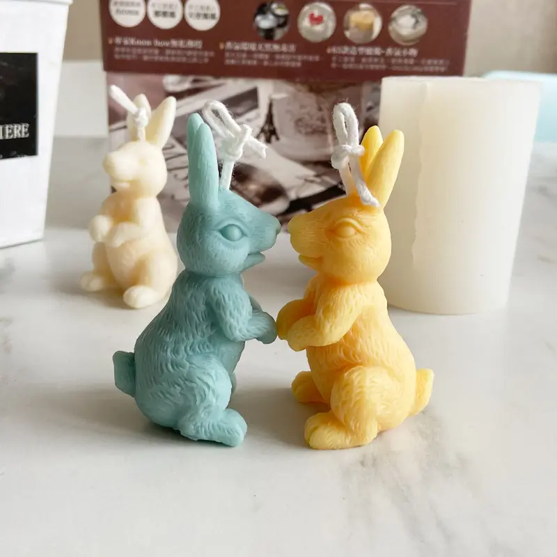 GC 3Dかわいいウサギの香りのキャンドルキャンドルを作るためのシリコンモールドデシリコナパラベラモールドベラ