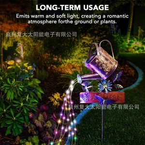 Solar Watering Can Garden <b>Light</b> With Welcome <b>Sign</b> LED Solar Powered Outdoor Decorative Stake <b>Light</b> - Product Image 3