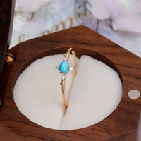Bague Mlluki Factory en argent sterling 925 plaqué or 14 carats avec pierre précieuse CZ zircon ovale et turquoise naturelle
