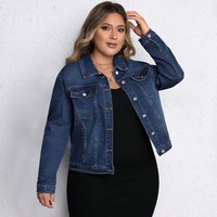Veste en jean bleu foncé pour femme, col rabattu, manches longues, coupe classique, élégante, pour le quotidien, grandes tailles du 1XL au 5XL