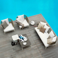 Venta al por mayor de aleación de aluminio al aire libre Muebles de Jardín sofá conjuntos de muebles de patio silla/MESA conjuntos con tela impermeable