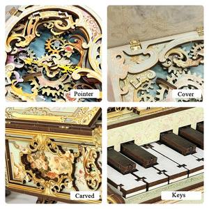 हैमाइलैन डिय खेलने योग्य लकड़ी की पहेली वर्ग 50 मिनीचर किट क्लासिक संगीत बॉक्स उपहार घर सजावट शिल्प कार्यात्मक पियानो - Product Image 5