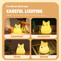 Lampe de nuit LED en silicone en forme de renard Kawaii, mini, rechargeable par USB, 7 couleurs, blanc chaud, lampe pour enfants