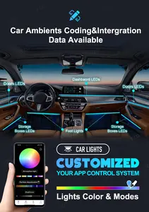 Latest Hot Sales 64 Colors App Control Retrofit Car Seat Controller 12v Wireless Ambient Light Bar Blue Ace Ns Atmosphere