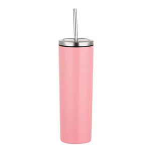 Gobelet isotherme cylindrique mince et haut en acier inoxydable de 20 oz avec paille à vis - Product Image 5
