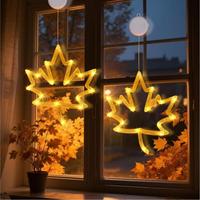 Lumière décorative d'automne TSINYE avec ventouse, lumière LED décorative pour fenêtre d'Halloween, décoration LED pour fenêtre d'Halloween