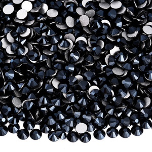 OLeeya pabrik penjualan terlaris kristal warna hitam memperbaiki dingin dan panas memperbaiki kaca batu permata berlian imitasi belakang datar untuk garmen - Product Image 4