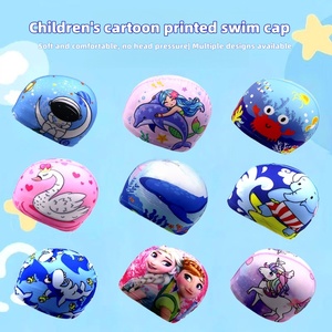 Mũ bơi vải hoạt hình dễ thương JW-1222 cho bé trai và bé gái, bảo vệ tai, chất liệu polyester - Product Image 2