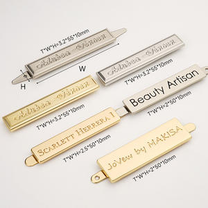 China Leverancier Aangepaste Metalen Logo Plaat Voor Handtassen, Tas Accessoires Rechthoek Met 4 Klinknagel Goud Metalen Label - Product Image 5