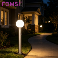 Lampe de jardin LED extérieure FOMSI, étanche, en acier inoxydable, éclairage décoratif pour pelouse, IP44, globe en verre, lampadaire de chemin