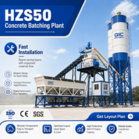Centrale à béton HZS50 de 50m3/h, équipement de mélange de béton prêt à l'emploi stationnaire, système de production automatique à vendre