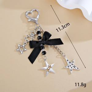 Porte-clés Cœur Nœud Papillon pour Femme, Charme Doux, Perle, Strass, Bijou Fait Main, Ornement, Pendentif pour Sacs, Cadeaux - Product Image 3