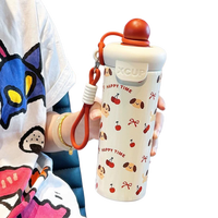 Bouteille isotherme en acier inoxydable avec balle flottante personnalisée motif dessin animé pour étudiants et enfants, vente en gros d'usine pour les voyages
