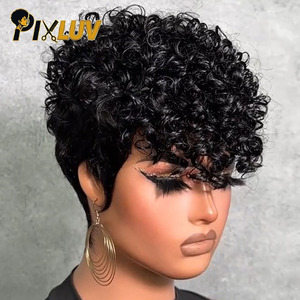 Perruques en gros en <span class=keywords><strong>cheveux</strong></span> humains, perruque <span class=keywords><strong>courte</strong></span> <span class=keywords><strong>coupe</strong></span> pixie avec dentelle frontale, perruques sans colle en <span class=keywords><strong>cheveux</strong></span> humains bouclés pixie pour femmes, <span class=keywords><strong>cheveux</strong></span> vierges vietnamiens - Product Image 3