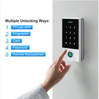 Serrure de porte intelligente HF5 TTlock avec fonction d'ajout/déletion de code PIN/carte, utilise la fonction de pointage des heures de présence/absence des employés, clavier de contrôle d'accès RFID pour portail