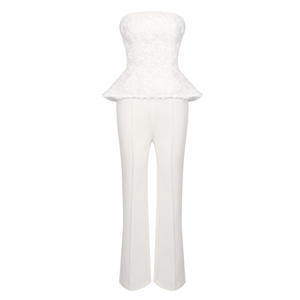 Traje de Pantalón Blanco sin Tirantes, Elegante y Casual para <span class=keywords><strong>Mujer</strong></span>, Combinado con Pantalones de Color Sólido, Ideal para Fiestas Formales de Noche - Product Image 2