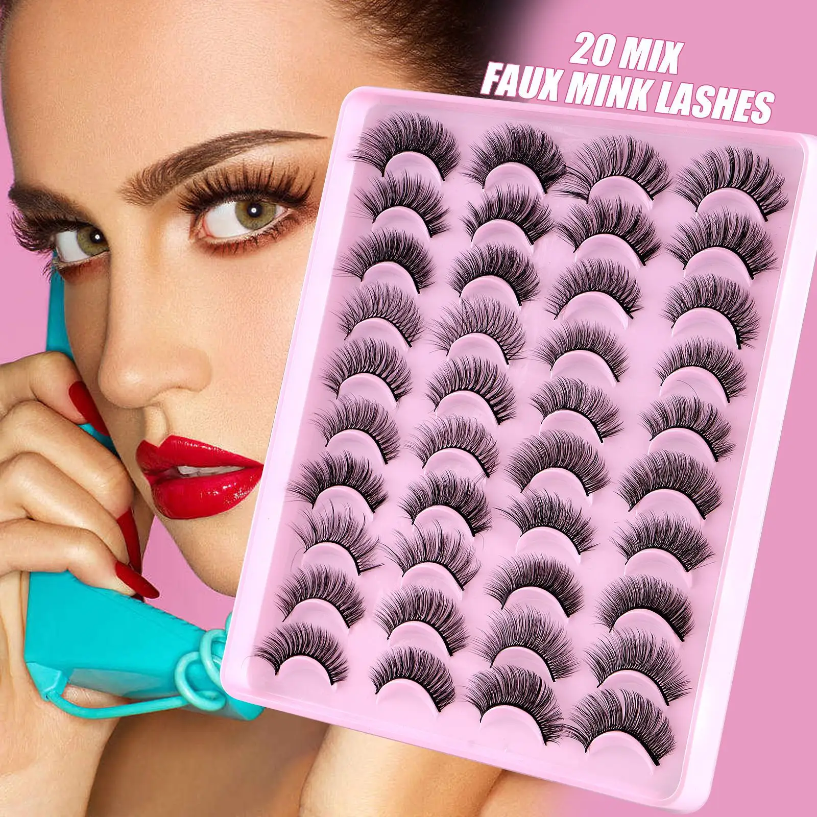 20 Paare flauschige 3D-Fälschwimpern natürliche Wimpern Massenware Mink Wimpernverlängerung Schönheit Falsche Mink-Wimpern