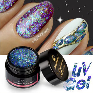Top Coat Gel UV Designer Aurora Brillant avec Décoration Paillettes, Soak Off, Séchage Lampe LED, Écologique et Non Toxique, en Bouteille - Product Image 2